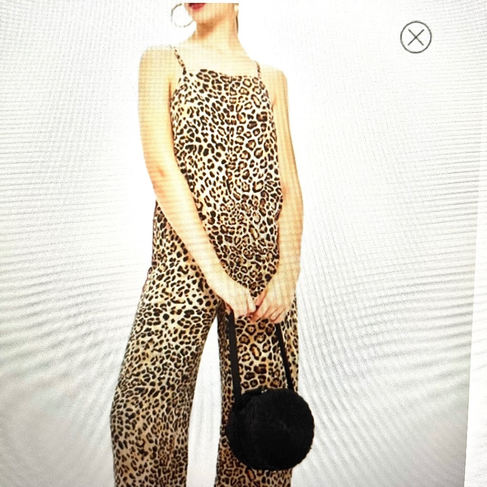 Topshop Leopard Print Jumpsuit With Side Red Stri… - image 1